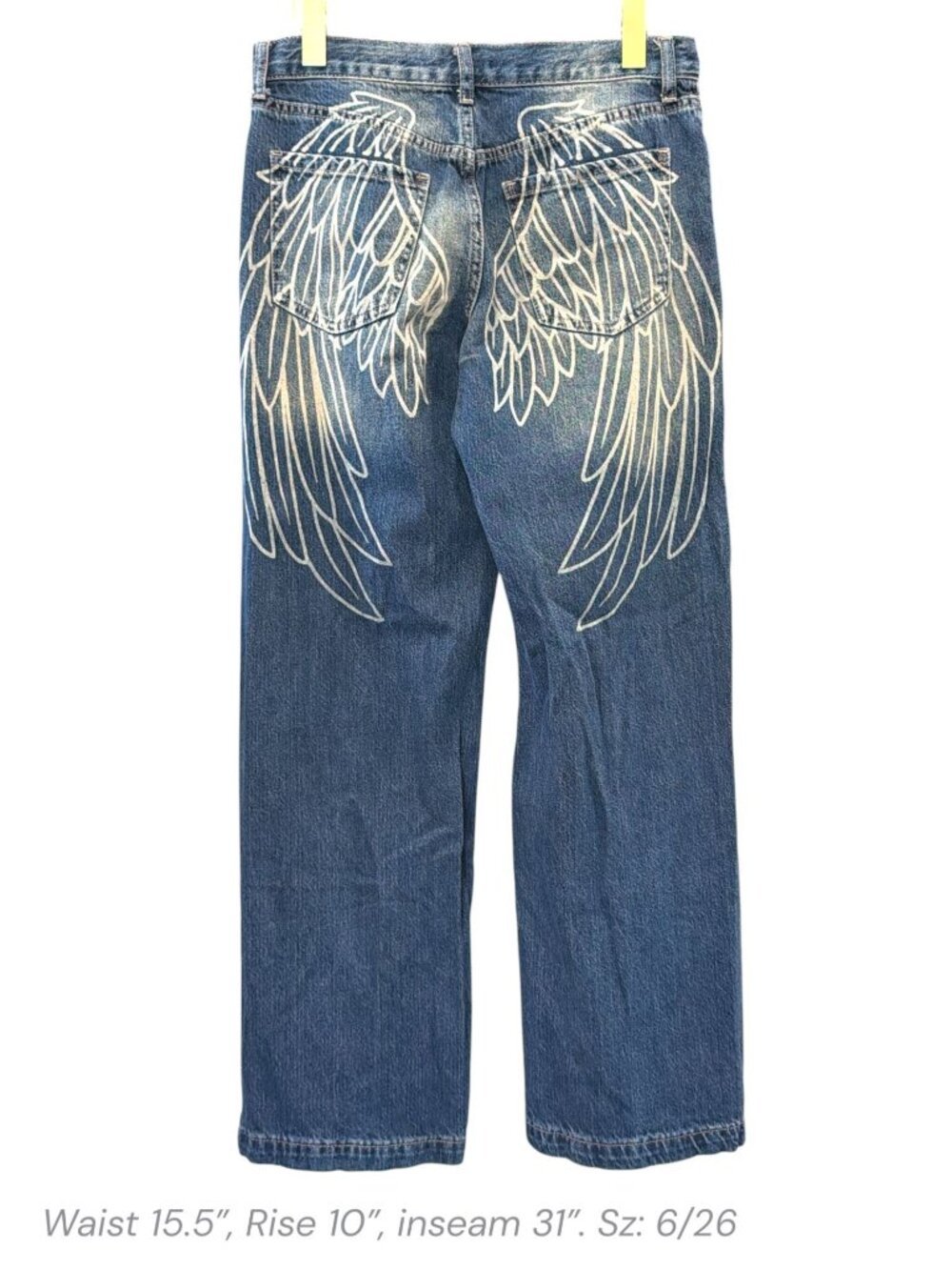 Forever 21 Low Rise Baggy Jeans With Angel Wings Print Size 26